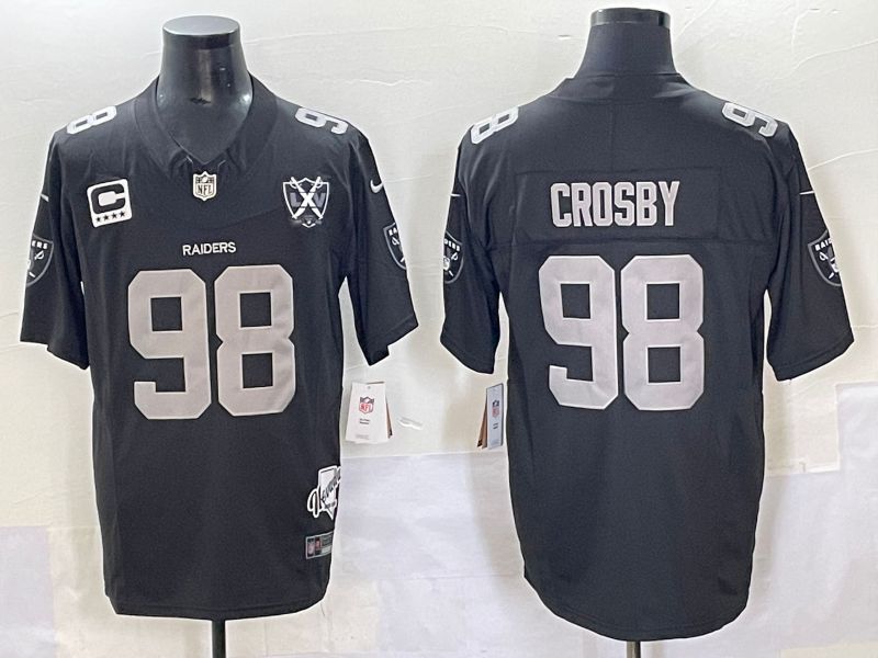 Men 2025 Oakland Raiders #98 Crosby Black Throwback Three generations Nike Limited NFL Jersey style 1